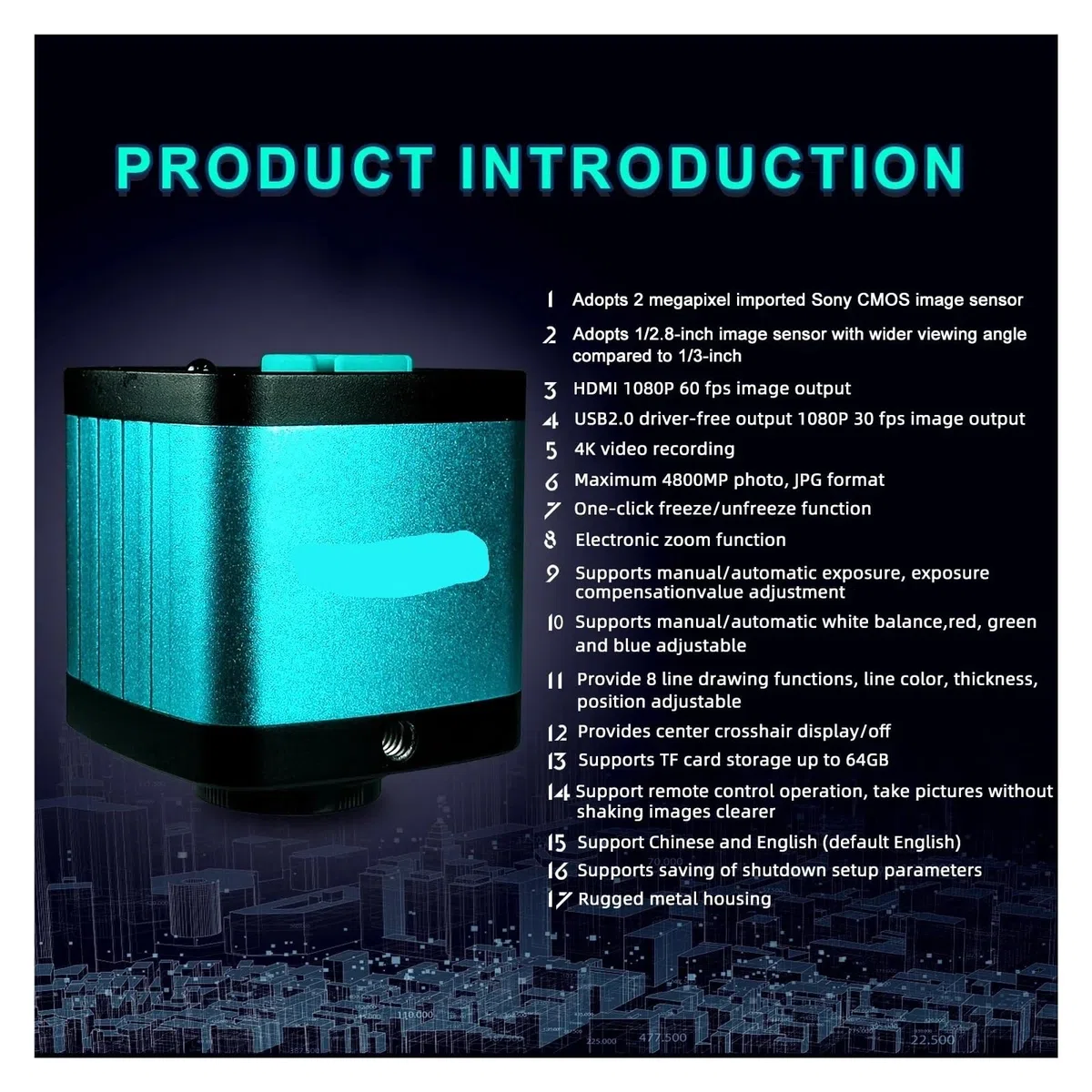 4K 2K Full HD Digitalmikroskop 1080P 60FPS USB VGA Mikroskopkamera 150X Industriemikroskop Aktualisierter Ständer