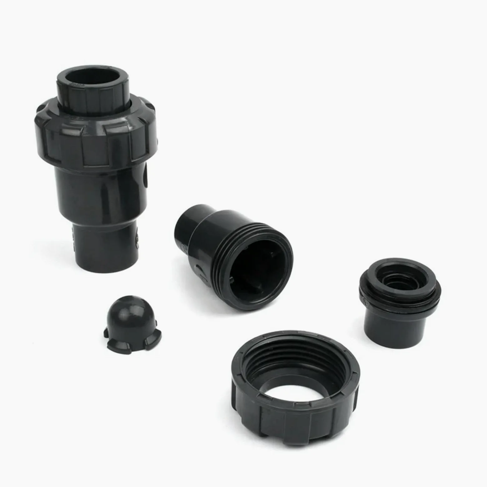 UPVC Single Union Rückschlagventil 20–110 mm – dunkelgrauer Bewässerungsadapter for Aquarium, Gartenbewässerung, 1 Stück(90mm)
