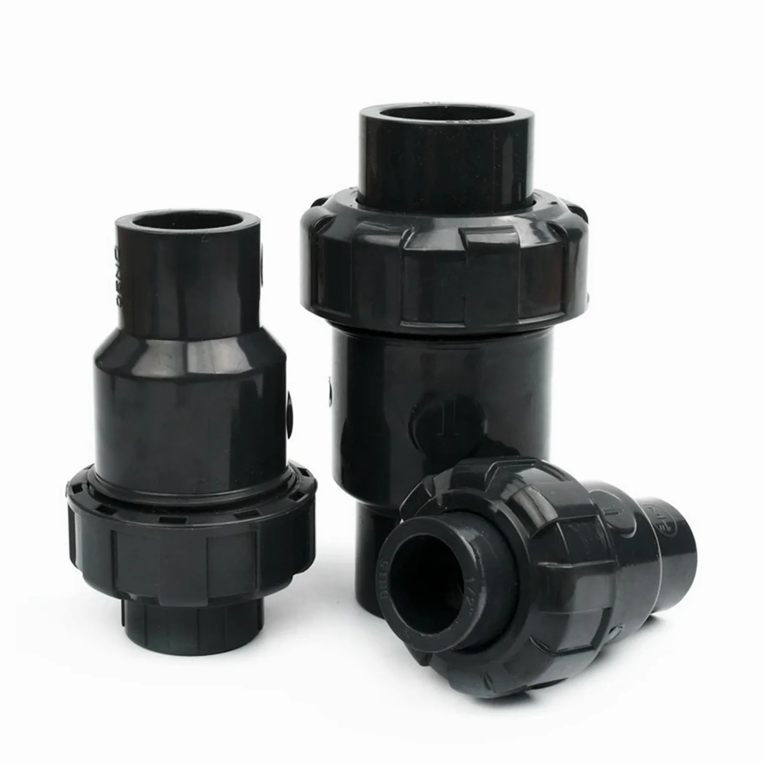 UPVC Single Union Rückschlagventil 20–110 mm – dunkelgrauer Bewässerungsadapter for Aquarium, Gartenbewässerung, 1 Stück(90mm)