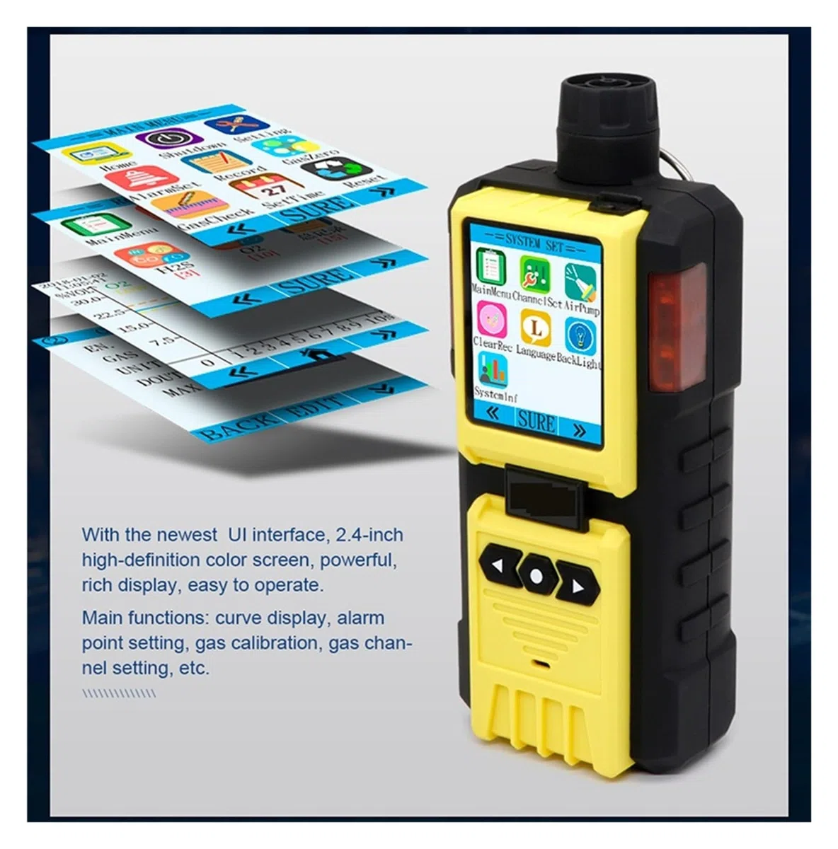 K600 Pumpen-Gasdetektor mit LCD-Display, Ton, Licht, Schock, CO2, CO, H2S, HCL, CL2, Vier-in-Eins-Gasmessgerät for Arbeit und Zuhause Hohe Empfindlichkeit für das Labor(CO)