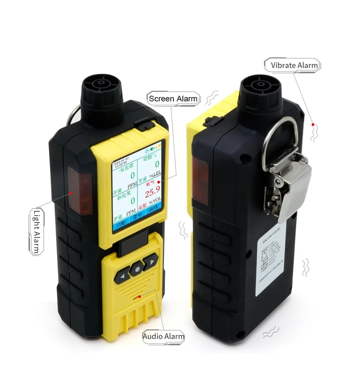 K600 Pumpen-Gasdetektor mit LCD-Display, Ton, Licht, Schock, CO2, CO, H2S, HCL, CL2, Vier-in-Eins-Gasmessgerät for Arbeit und Zuhause Hohe Empfindlichkeit für das Labor(CO)