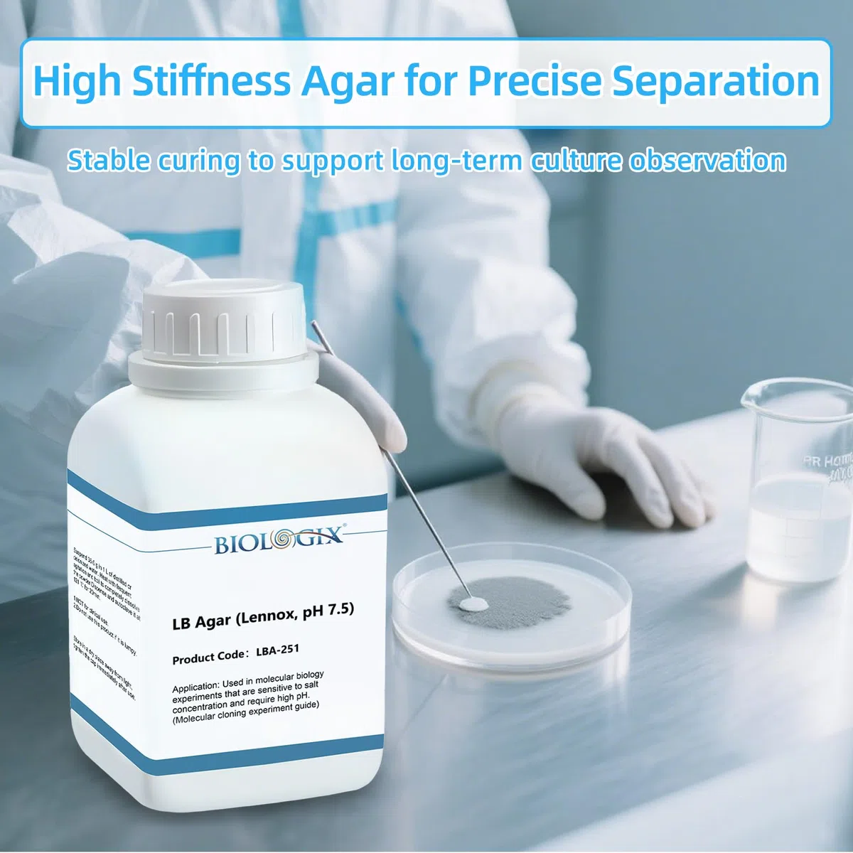 10 Stück LB Agar Medium Pulver, 250g/Flasche, Laborgrad mit Trypton, Hefe Paste, Natriumchlorid & Agar, Luria Brühe Agar Medien für Laborbakterienkultur (LB Agar 250g (Salzarm))