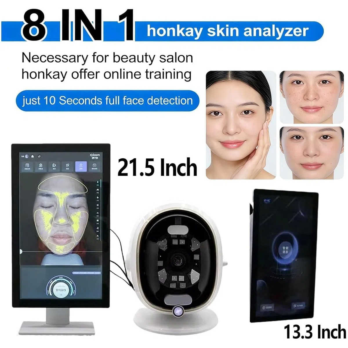 AI-Hautanalysator, 13,3/21,5 Zoll 3D-Digital-Hautanalysator-Detektor