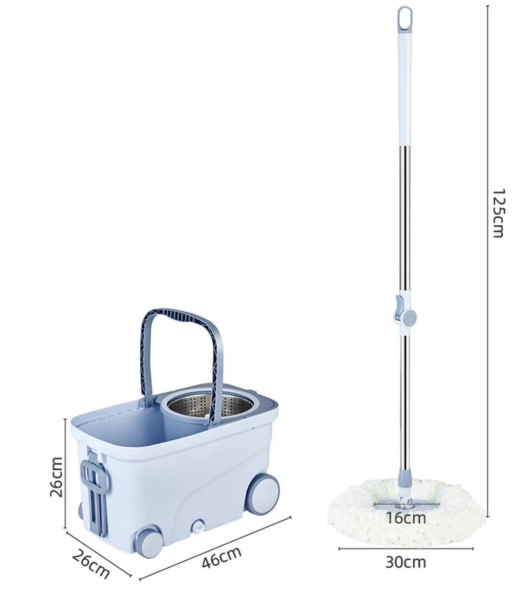 Mopp- und Eimer-Set mit Griff, quadratischem Eimer, drehbarem Mopp und Einzeleimer-Mopp (Keine Handwäsche erforderlich)